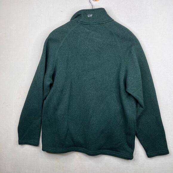 Vineyard Vines Dark Hunter Green Fleece Lined 1/4 Zip Pullover Jacket Size Large - Picture 3 of 4